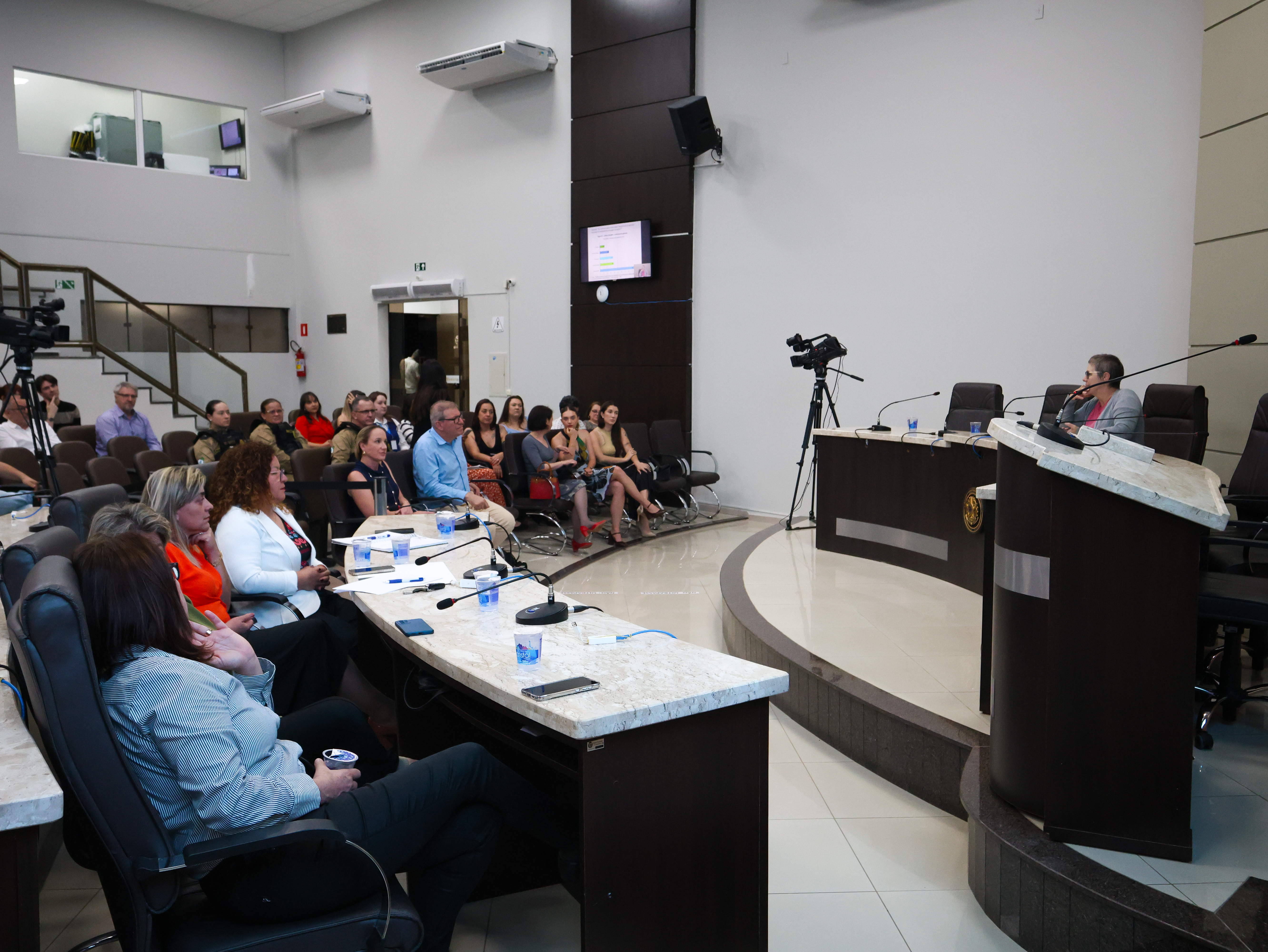 Câmara de Guarapuava recebe palestra sobre desafios enfrentados por policiais militares em ocorrências de violência doméstica contra mulheres