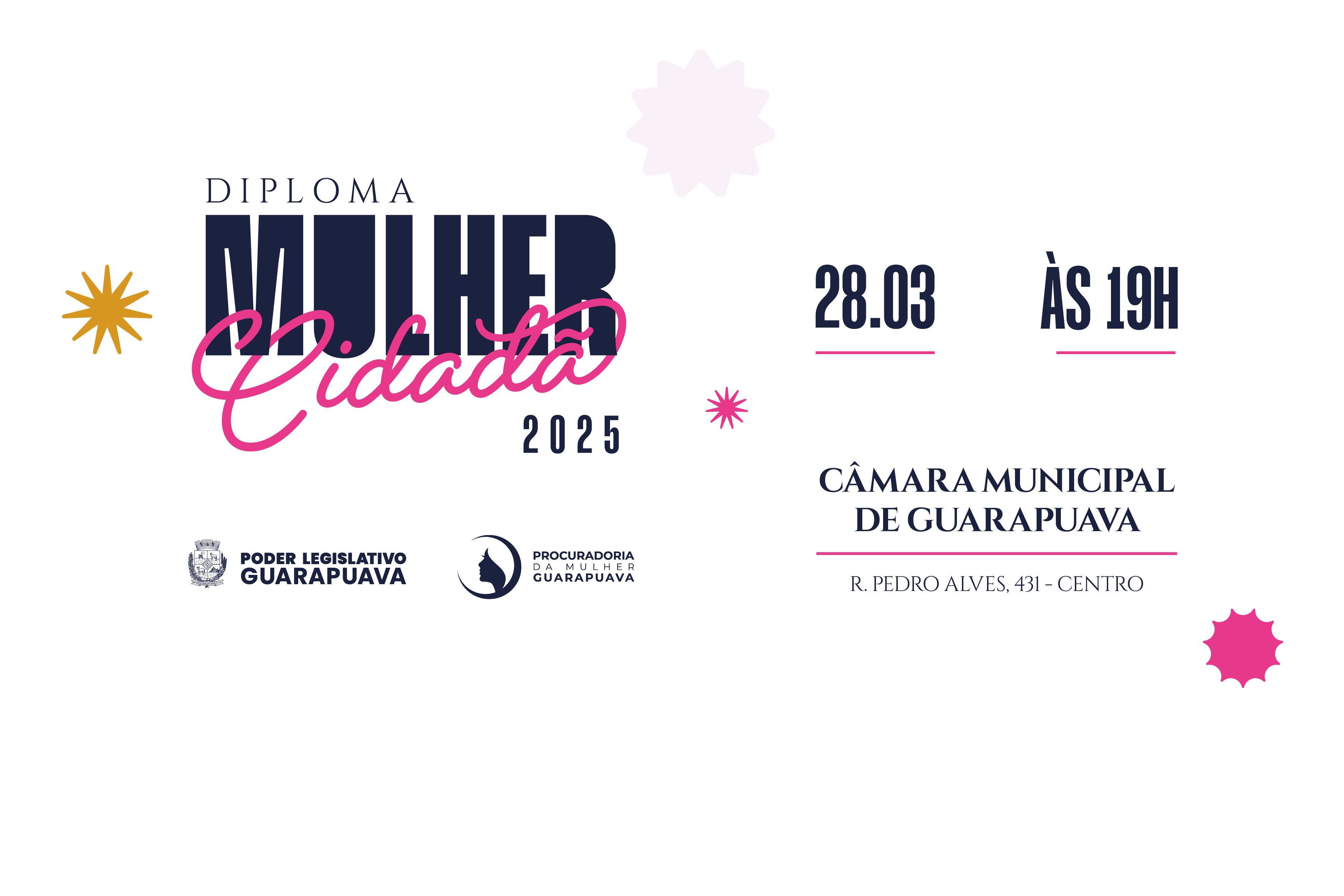 Entrega do Diploma Mulher Cidadã 2025 acontece nesta sexta-feira, 28/03