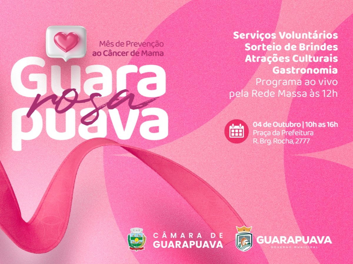 Guarapuava terá programação especial do Outubro Rosa neste sábado (04/10)