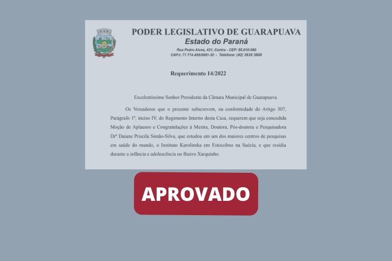 Legislativo vai homenagear a guarapuavana Daiane Simão Silva, primeira brasileira a realizar pesquisas em Departamento de Instituto da Suécia